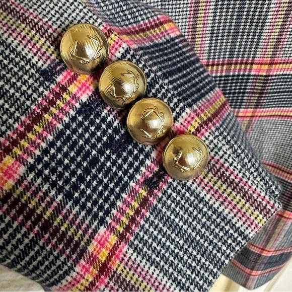 NWT Biltmore Women’s 14 Glen Plaid Double Breasted Blazer Jacket Navy Career New - Picture 5 of 7